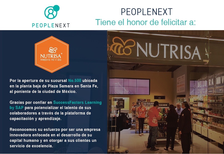 PeopleNext felicita a Nutrisa por su tienda #500